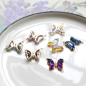 Colorful butterfly pendants with zircon accents for DIY jewelry making in various hues
