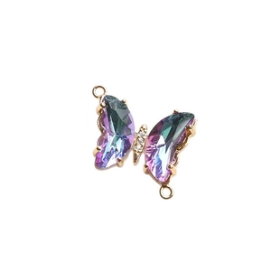 Colorful butterfly pendant with gradient crystals and zircon inlay for DIY jewelry