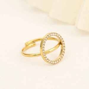 Französischer Goldring mit Mikrokristallen und verstellbarem offenem Banddesign