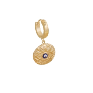 Boucles d'oreilles créoles dorées en acier inoxydable avec pendentifs mauvais œil