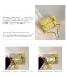 Comparaison de taille et capacité d'un sac à bandoulière matelassé vert citron