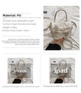 Comparaison de taille détaillée du sac selle en cuir PU beige à motif gaufré de cœur