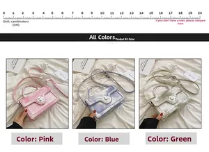 Detailed view of square handbags with marble pattern and floral metal clasp in pink blue green