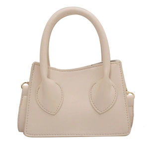 Mini sac à main trapèze beige avec poignée et crochets pour bandoulière amovible