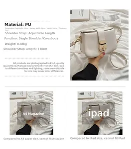 Detailed size specifications and dimensions for this cream PU leather saddle crossbody bag