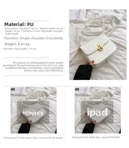 Detailed size guide and dimension comparison for white minimalist PU crossbody bag