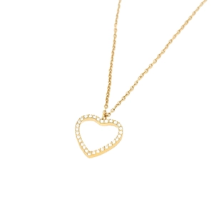 Collana cuore dorata minimalista con cristalli scintillanti su una catena sottile