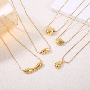 Collier Pendentif Or Acier Inoxydable Minimaliste Cœur Goutte Eau Géométrique Organique Chaîne Serpent Bijoux Femmes
