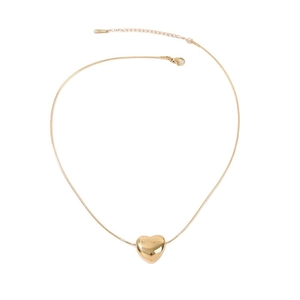 Collier élégant avec pendentif cœur en or et chaîne serpent réglable en acier