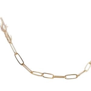 Collier minimaliste en acier inoxydable doré à maillons trombones rectangulaires lisses