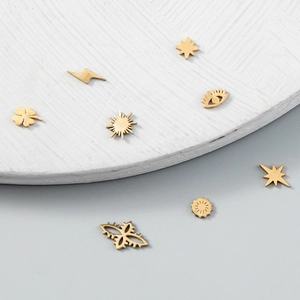 Pendentifs En Acier Inoxydable Plaqué Or Géométrique Étoile Soleil Cœur Charmes Pour Création Bijoux DIY Accessoires Faits Main