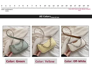 Sacs sous les bras design en vert clair, jaune et beige avec chaîne à fleurs argentées