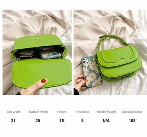 Guida alle taglie per borsa a sella verde con dimensioni 20x15x8cm e dettagli tracolla