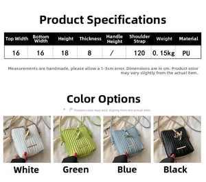 Size specifications and multi-color options for small pleated PU leather crossbody bags