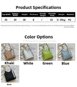 Size chart and color selection for the pleated PU leather tote bag with polka dot ribbon