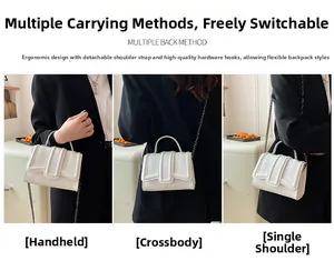 Détails du petit sac blanc à texture crocodile porté à la main et en bandoulière ajustable