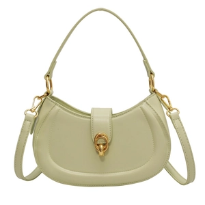 Crescent Shoulder Bag PU Leather Gold Hardware Metal Lock Solid Color Hobo Handbag Adjustable Strap For Women Fashion Accessory