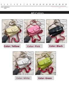 Vue détaillée des sacs bandoulière pour femmes en cinq couleurs avec bandoulière rayée