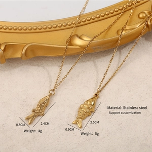 Spécifications des pendentifs carpe koi en acier inoxydable avec poids et taille