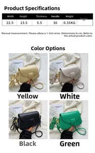 Spécifications détaillées de taille et options de couleur pour le sac bandoulière en cuir PU