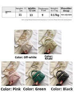 Mini PU leather quilted crossbody bag specifications and five color variants display