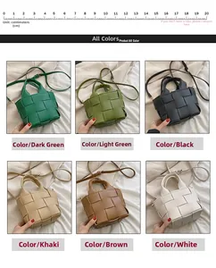 Detailed grid view showing six colors of the woven pattern mini crossbody bag for women