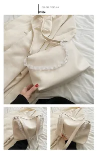 Detailed close-up of white crossbody bag with acrylic chain and soft leather texture