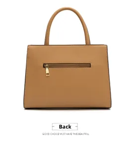 Back view of khaki crocodile pattern tote bag with functional rear gold zipper pocket