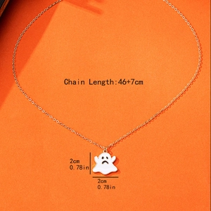 Collier avec pendentif fantôme mignon doré pour Halloween, longueur 46+7cm