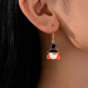 Halloween Cartoon Hexe Mädchen Ohrhänger Zauberhut Zinklegierung Emaille Schmuck Für Frauen Festival Party Neuheit