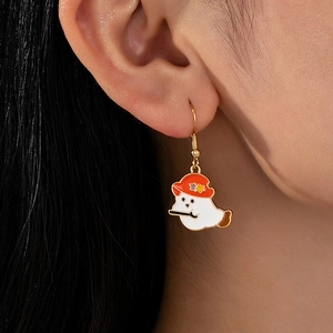 Ghost Drop Earrings Zinc Alloy Enamel Drip Halloween Cartoon Cute Novelty Jewelry For Women