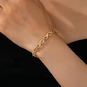 Infinity Symbol Alloy Bracelet Minimalist Geometric Mobius Ring Jewelry For Women Elegant Fashion Daily Wear Adjustable Gift