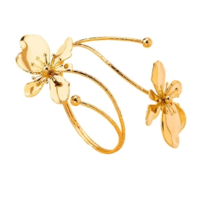 Elegant gold open flower cuff bracelet with dual petal design for modern fashion style