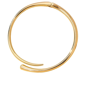 Minimalist polished gold spring collar necklace with geometric bypass open design