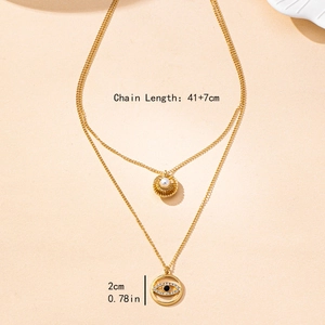 Evil eye pearl pendant double layer necklace with dimensions 41+7cm and 2cm diameter