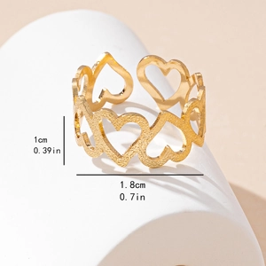 Minimalist gold hollow heart open ring featuring a matte finish and geometric design