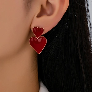 Orecchini Pendenti A Cuore Stratificato Smalto Gioielli In Lega Con Perno In Acciaio Inossidabile Per Donna Elegante Romantico