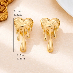 Lava liquid heart earrings in gold plated finish measuring 3.1cm for women
