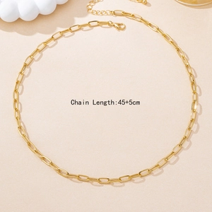 Minimalist golden paperclip chain necklace for daily wear with 45+5cm adjustable length