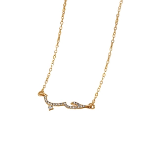 Elegant gold chain necklace featuring an Arabic calligraphy pendant with sparkling zircons