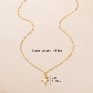 Minimalist gold star pendant necklace with 45+5cm adjustable chain for women