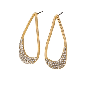 Elegant gold-tone teardrop hoop earrings with sparkling rhinestones for women