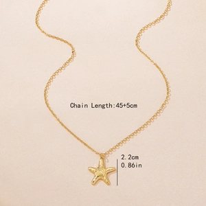 Minimalist gold star pendant necklace for women with adjustable 45+5cm chain