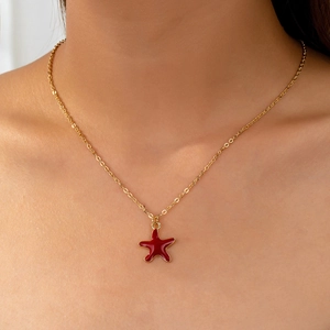 Collier Pendentif Étoile De Mer Alliage Émail Huile Thème Océan Été Plage Vacances Bijoux Pour Femmes Mode Minimaliste