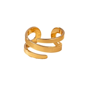 Moderner dreilagiger Spiral-Ring in Gold-Optik mit geometrischem Design
