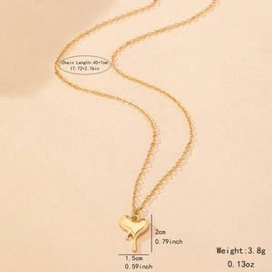 Fashionable gold liquid heart pendant necklace with 45+7cm chain for women's gift