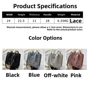 Guide des tailles du sac cabas en dentelle avec dimensions, poids et coloris