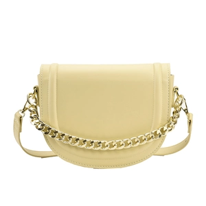 Chic cream saddle bag with gold chain and crossbody strap for modern women fashion