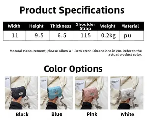 Size chart and color selection of the quilted mini crossbody chain bag for women