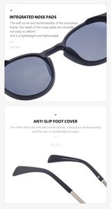 Detail of integrated nose pads and anti-slip temple tips on vintage round sunglasses